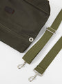 Canvas Travel Shoulder Pouch Olive Heritage Leather At The Garbstore Detail