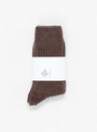 Rib Overankle Socks Teak Brown/Angle Burgundy Baserange at Couverture & The Garbstore close up 