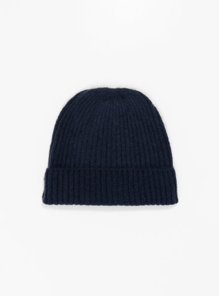 Bruno Magli Women's Navy Cashmere Blend Rib Cuff Hat – One Size, Super Soft Wool & Cashmere