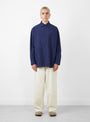 Garment-Dye Over Shirt Deep Blue by Still by Hand at Couverture and The Garbstore on model 