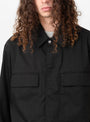 Pelle Fine Broken Twill Overshirt Black by Norse Projects at Couverture and The Garbstore close up