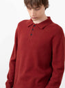 Knit Polo 9G Burgundy by Beams Plus at Couverture and The Garbstore close up
