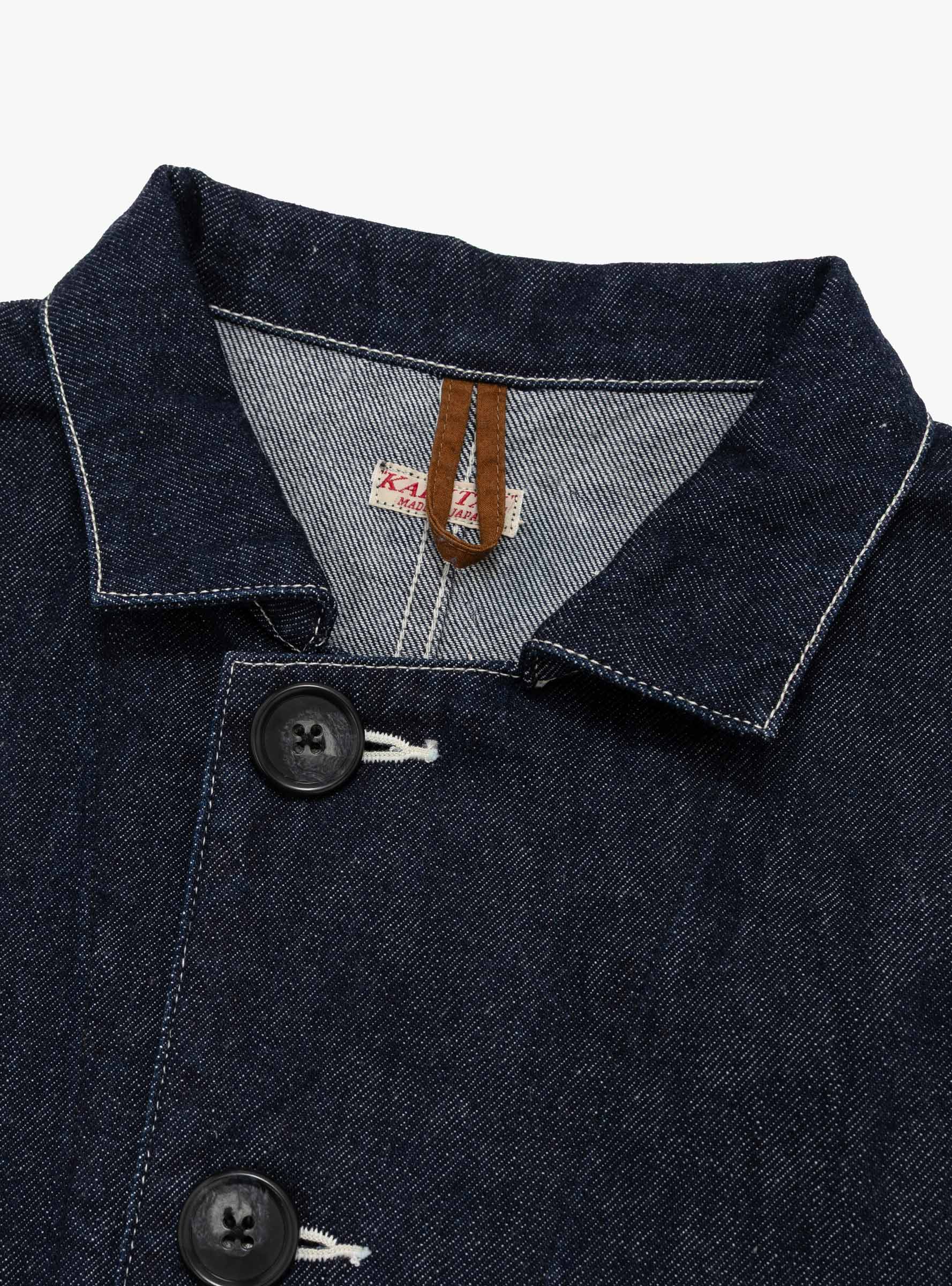 M 11.5oz x 8oz Ringoman Coverall Indigo KAPITAL (pocket detail) at Couverture & The Garbstore
