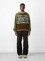Grizzly Fur Sweatshirt Khaki by Kapital at Couverture and The Garbstore on model 