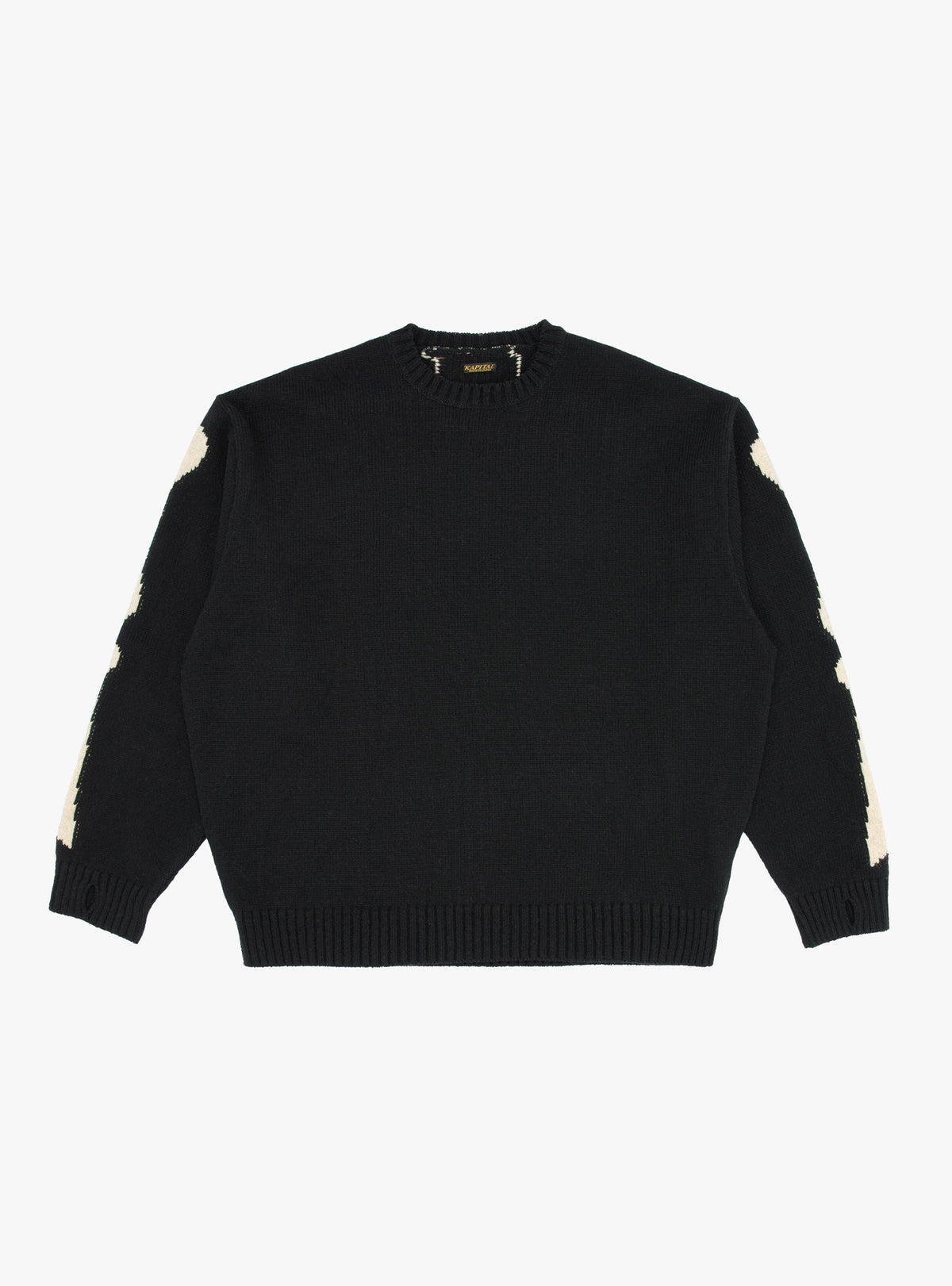 5G Wool Bone Crew Sweater Black by Kapital | Couverture & The 