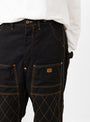 Light Canvas Lumber Pants Black by Kapital at Couverture and The Garbstore close up