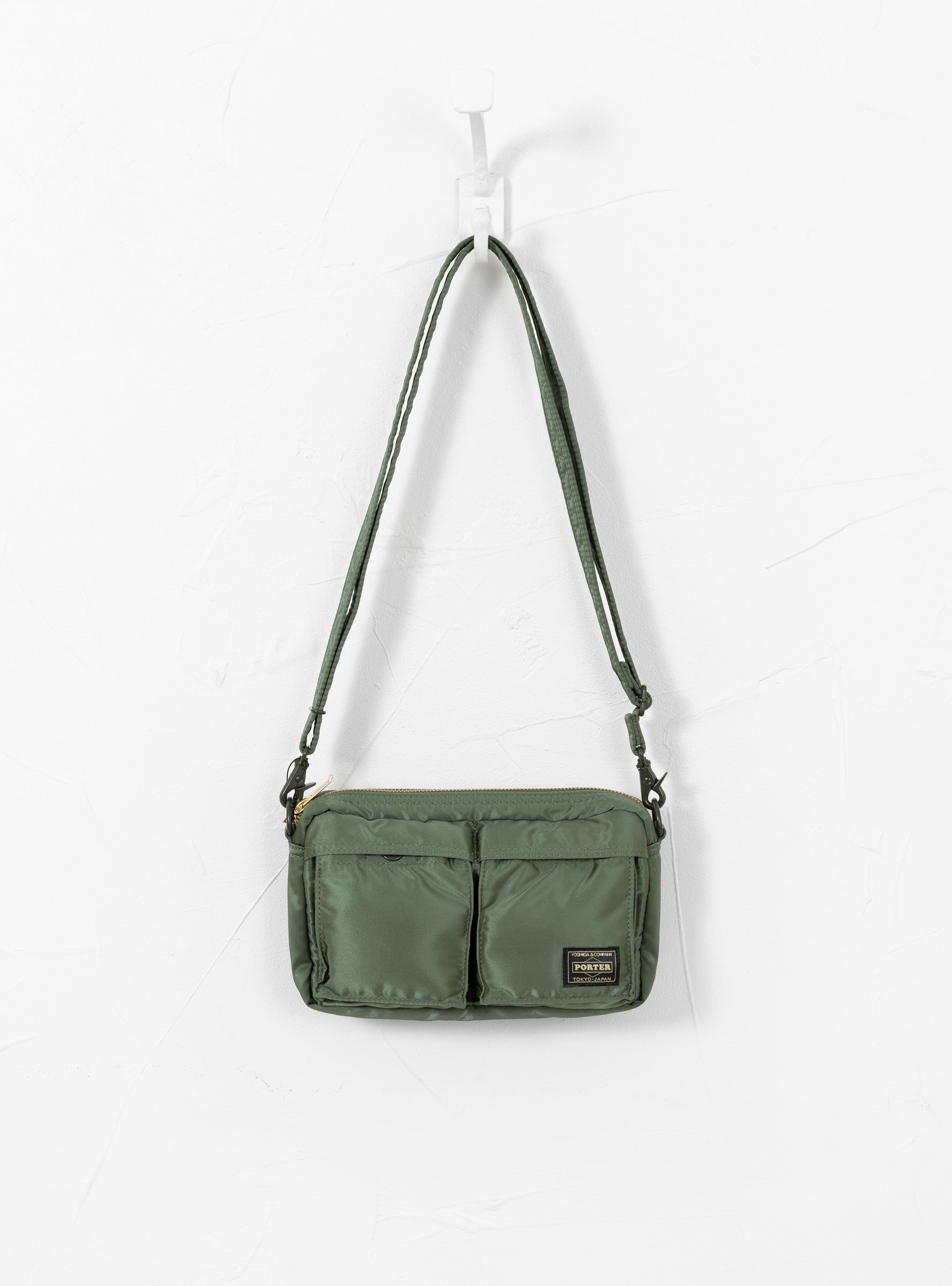 Borsa Porter Tanker 2 Vie, Valigetta A Tracolla, Nylon Verde Salvia, Yoshida & Co., Usata