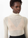 Sheer Gauze Turtleneck Crema by Modern Weaving at Couverture and The Garbstore close up 
