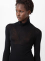Sheer Gauze Turtleneck Black by Modern Weaving at Couverture and The Garbstore close up
