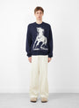 Running Horse Knit Sweater Navy by One of These Days at Couverture and The Garbstore on model 