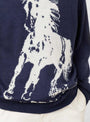 Running Horse Knit Sweater Navy by One of These Days at Couverture and The Garbstore close up 