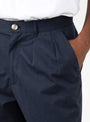 Double Pleated Pant Navy by Brother Brother at Couverture and The Garbstore pleats close up 