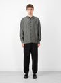 Mitchum Cotton Linen LS Shirt Charcoal by YMC at Couverture and The Garbstore on model 