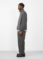 Stand Collar Zip Up Blouson Charcoal Grey by Farah Japan at Couverture & The Garbstore Model Side View