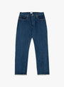 Straight 5 Pocket Pants Dark Blue Damage by CIOTA at Couverture & The Garbstore
Front View