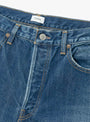 Straight 5 Pocket Pants Medium Dark Blue Damage by CIOTA at Couverture & The Garbstore
Close-up