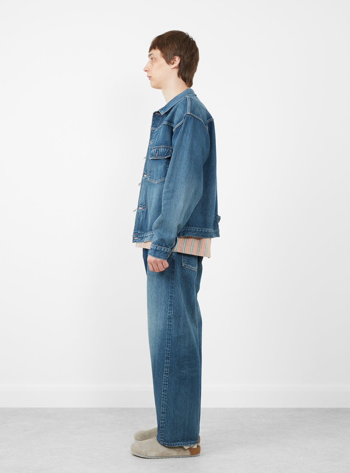 Single Pocket Denim Jacket Medium Dark Blue Damage by CIOTA 