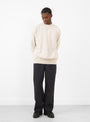 Wave Cotton Knit Pullover in Beige by Yonetomi at Couverture & The Garbstore Model Front View