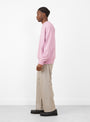 Wave Cotton Knit Pullover in Pink by Yonetomi at Couverture & The Garbstore Model Side View