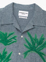 Cactus Hand Embroidery Shirt Indigo Green by NÒMARYTHM TEXTILE at Couverture & The Garbstore
Close up