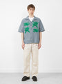Cactus Hand Embroidery Shirt Indigo Green by NÒMARYTHM TEXTILE at Couverture & The Garbstore
Front2
