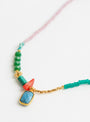 Tiny Pressed Bead Necklace Turquoise by Blythe Bruckner at Couverture and The Garbstore Pendant Close Up