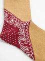 96 Yarns Heel Paisley Bandana Socks Red by Kapital at Couverture & The Garbstore Detail