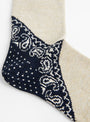 96 Yarns Heel Paisley Bandana Socks Navy by Kapital at Couverture and The Garbstore Detail
