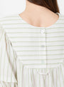 Japanese Mugwasher Stripe Romy Top in Mint and Ecru by Cawley at Couverture & The Garbstore
Back Close-up View