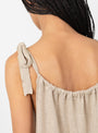 Gather Shell Top in Sisal by Lauren Manoogian at Couverture & The Garbstore Model Close-up View