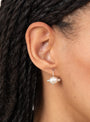 Pin Cushion Pearl Earrings White Freshwater by Lizzie Ames at Couverture & The Garbstore
Model view