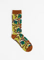 Playground Flowers Socks Brown Green Spraycan by Henrik Vibskov at Couverture & The Garbstore
Front