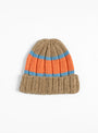 Hand Knit Beanie Beige & Orange by Sublime at Couverture & The Garbstore
Front