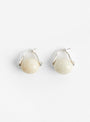 Stone Ellipse Earrings Silver and White Feldspar by Annika Inez at Couverture & The Garbstore 
Front 