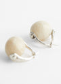 Stone Ellipse Earrings Silver and White Feldspar by Annika Inez at Couverture & The Garbstore 
Side 