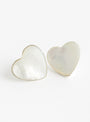 Voluptuous Heart Earrings Silver Mother of Pearl by Annika Inez at Couverture and The Garbstore
Pair