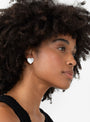 Voluptuous Heart Earrings Silver Mother of Pearl by Annika Inez at Couverture and The Garbstore
Model 