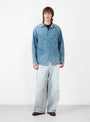 12oz Denim Cactus Coverall Midtone Blue by Kapital at Couverture & The Garbstore Model Front