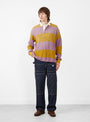 5G Cotton Knit Rugger Shirt Yellow and Pink by Kapital at Couverture & The Garbstore Model Front