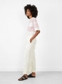 Peggy Trouser Off White by YMC at Couverture & The Garbstore 
Model Side 