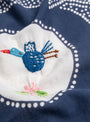 Fastcolour Selvedge Bandana Navy Magpie Embroidery by Kapital at Couverture & The Garbstore Embroidery Close Up