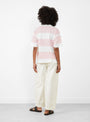 Triple Stripe T-Shirt Light Pink and White