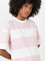 Triple Stripe T-Shirt Light Pink and White