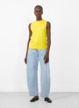 No. 421 Player Knit Vest Sunny from Extreme Cashmere at Couverture & The Garbstore model front 
