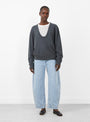 No. 424 Jacob Knit Jumper from Extreme Cashmere in Lake at Couverture & The Garbstore Model Front
