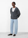 No. 424 Jacob Knit Jumper from Extreme Cashmere in Lake at Couverture & The Garbstore Model side 