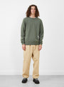 Seamless Lambswool Crew Moss from TDR at Couverture & The Garbstore front model