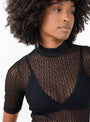 Stretch Lace Short Sleeve Top Black from TOGA PULLA from Couverture & The Garbstore 
Model detail 