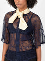 Lace Blouse in Navy from TOGA PULLA at Couverture & The Garbstore Model close 