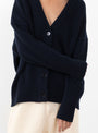 Kenata Knit Cardigan from Christian Wijnants in Dark Navy from Couverture & The Garbstore 
Model close 